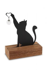 Sculpture commémorative avec compartiments pour cendres "Chat avec petit cœur"