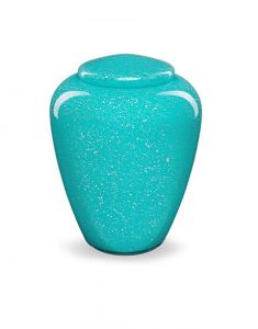 Urne funéraire en verre turquoise - symbole de paix et de connexion