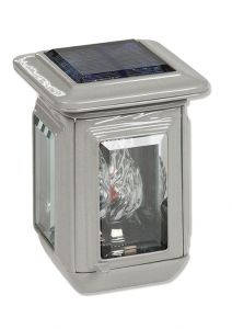 Lanterne Tombe en Aluminium avec Flamme LED et Panneau Solaire (Petit)