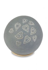 Mini-Urne en céramique 'Cœurs' gris