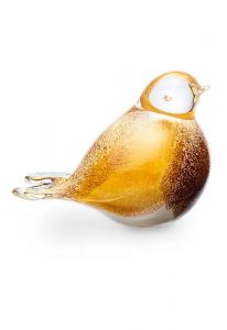 Mini-urne en verre cristal 'Oiseau' marron / jaune / blanc