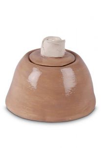 Petite urne funéraire en céramique 'Rose' café brun
