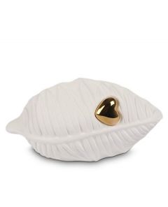 Mini-urne funéraire en forme de feuille avec coeur or