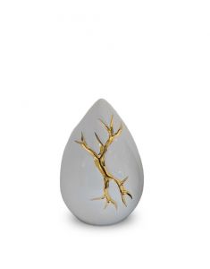 Mini urne funéraire larme 'Kintsugi' blanc