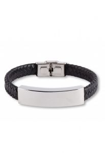 Bracelet porte-cendre en cuir tressé noir