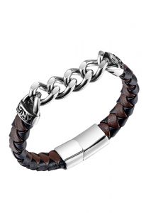 Bracelet porte-cendre en cuir tressé marron foncé