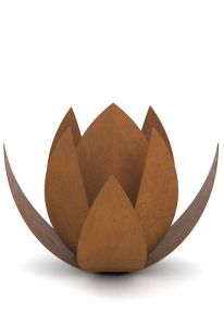 Petite urne funnéraire en acier corten 'Lotus'