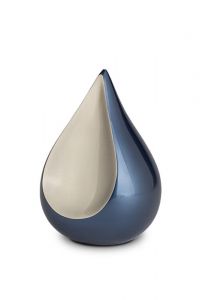 Petite urne funéraire en laiton 'Larme' bleu métallique