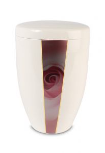 Urne funéraire en métal 'Rose' blanc crème