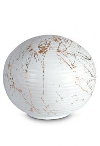 Mini urne pour cendres en porcelaine 'Sfera' - Marbre de Carrare avec veines dorées