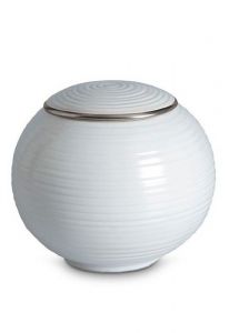 Mini urne pour cendres en porcelaine 'Sfera' - Bordure platine