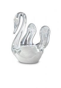 Mini-urne en verre cristal 'Cygne' marron blanc