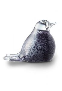 Mini-urne en verre cristal 'Oiseau' black-white melange