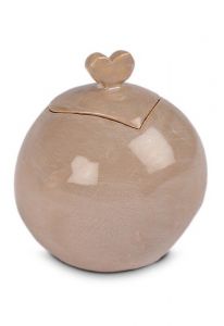 Mini urne funéraire en céramique avec cœur 'Love' café brun