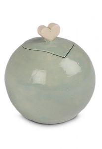 Mini urne funéraire en céramique avec cœur 'Love' gris vert