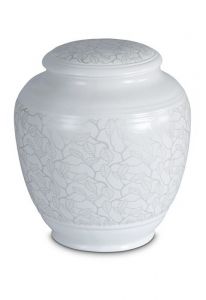 Urne funéraire en porcelaine 'Classica' | Feuilles platine mates