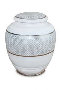 Urne funéraire en porcelaine 'Classica' | Trèfles à quatre feuilles avec double bordure platine