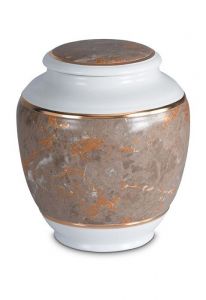 Urne funéraire en porcelaine 'Classica' | Motif marbre brun avec bordures dorées