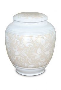 Urne funéraire en porcelaine 'Classica' avec motif floral beige