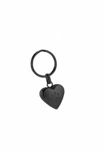 Porte-clé pendentif pour cendres 'Cœur' avec empreinte noir
