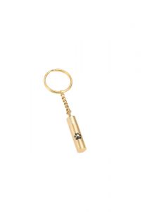 Porte-clé pendentif pour cendres 'Cylindre' avec empreinte de patte doré