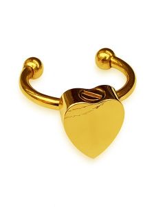 Bague cinéraire en forme de cœur en acier inoxydable doré - à remplir soi-même