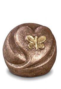 Petite urne funéraire en céramique 'Coeur et papillon'