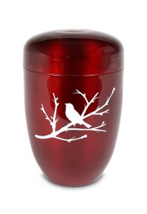 Urne Funéraire en Aluminium rouge avec Branche et Papillon