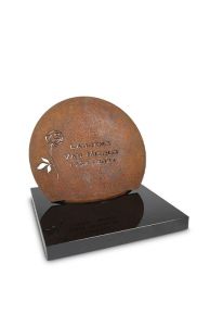 Monument cinéraire en acier Corten, lune et rose