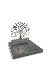 Monument cinéraire en granit avec Arbre de Vie en inox