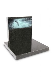 Monument cinéraire avec photo et plaque de verre