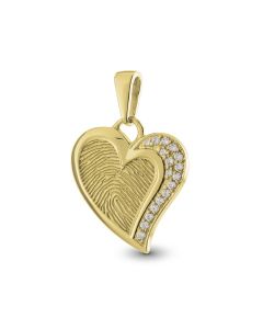 Pendentif empreinte digitale 'Coeur' en or avec brillants