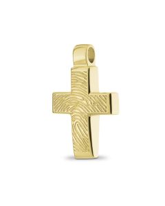 Pendentif empreinte digitale 'Croix' en or 2.1 cm