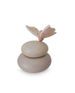 Mini-urne en céramique avec papillon en bois