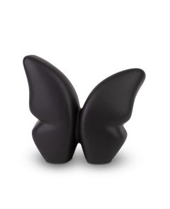 Petite urne papillon en céramique faite à la main, noire