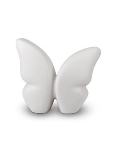 Petite urne papillon en céramique faite à la main, blanche