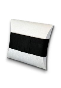 Petite urne biodégradable pour la dispersion des cendres en mer - blanc avec bande noire