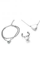 Parure de bijoux funéraires en acier inoxydable avec cœur - bracelet, bague & collier
